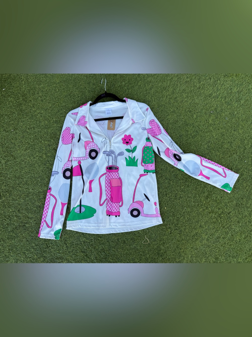 Women's golf shirt - Pink & White